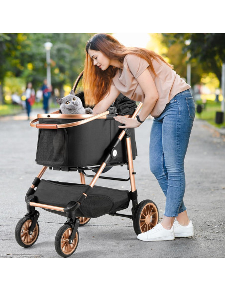 Carrito Plegable para Mascotas MAMIZO 25kg Negro 3 en 1