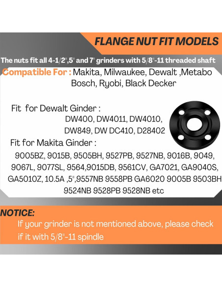 Kit de Tuercas y Llave HOBEREROK para Amoladora 7 Piezas Kit de Tuercas y Llave HOBEREROK para Amoladora 7 Piezas