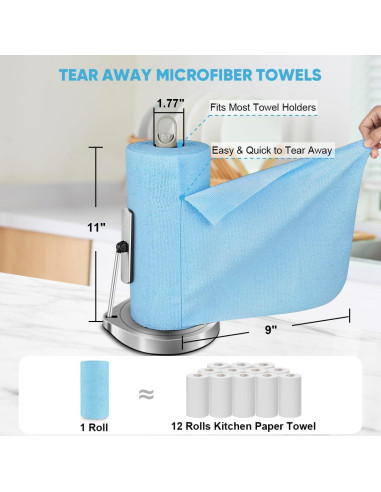 Paño de Microfibra AIDEA 330 Hojas 6 Rollos Azul 27.94x22.86 cm