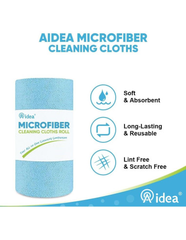 Paño de Microfibra AIDEA 330 Hojas 6 Rollos Azul 27.94x22.86 cm