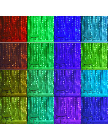 Luces de Cortina LED KPROE 2m Cambio de Color 16 Colores