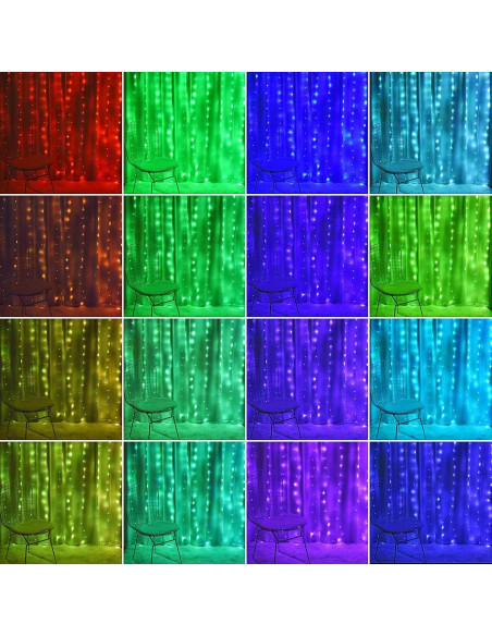 Luces de Cortina LED KPROE 2m Cambio de Color 16 Colores