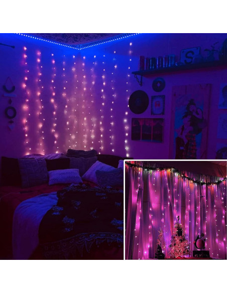 Luces de Cortina LED KPROE 2m Cambio de Color 16 Colores
