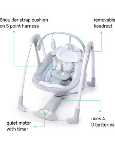 Columpio Portátil Ingenuidad Abernathy para Bebés 0-9 Meses 2