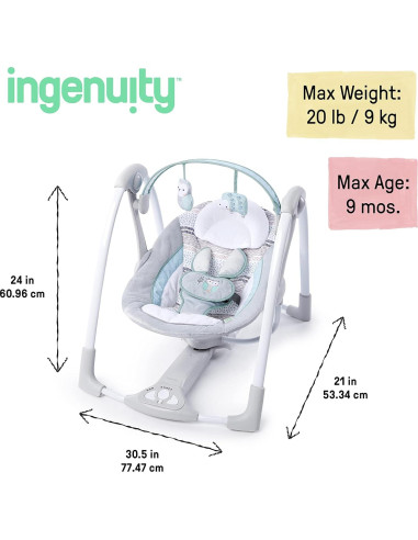 Columpio Portátil Ingenuidad Abernathy para Bebés 0-9 Meses