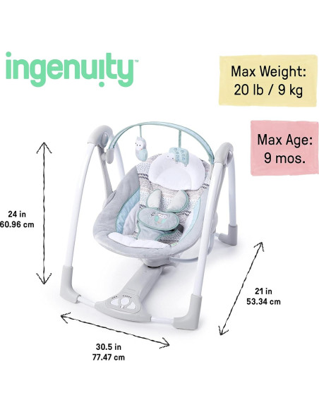 Columpio Portátil Ingenuidad Abernathy para Bebés 0-9 Meses
