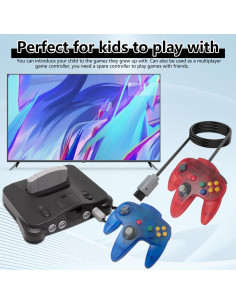 Controlador Joystick Suifaqi N64 Cableado 2 Paquetes Rojo y Azul 2
