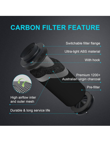 Filtro de Carbono de Aire HealSmart 6" Premium 15.24 cm