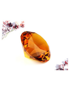 Diamante de Cristal Ámbar 100 mm CLICK2GO - Decoración Elegante