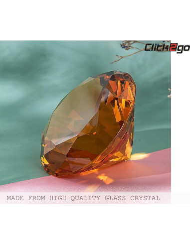 Diamante de Cristal Ámbar 100 mm CLICK2GO - Decoración Elegante