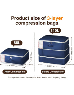 Paquete de 6 Bolsas de Almacenamiento Homsorout 110L Azul Marino 2