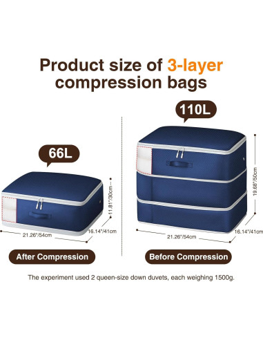 Paquete de 6 Bolsas de Almacenamiento Homsorout 110L Azul Marino