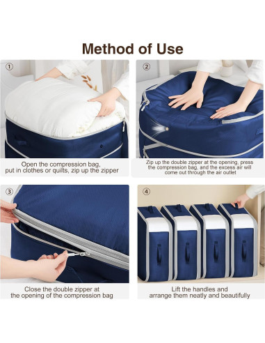 Paquete de 6 Bolsas de Almacenamiento Homsorout 110L Azul Marino