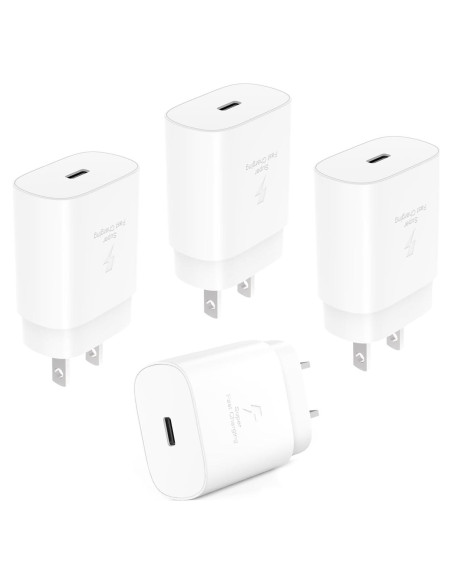 Cargador USB C Rápido 25W Shenzhen Xihuida - 4 Paquete Blanco