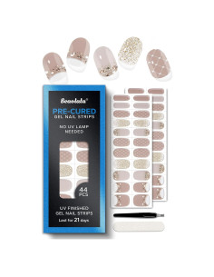 Tiras de Uñas de Gel Precuradas Beaolata - 44PCS Beige Nude