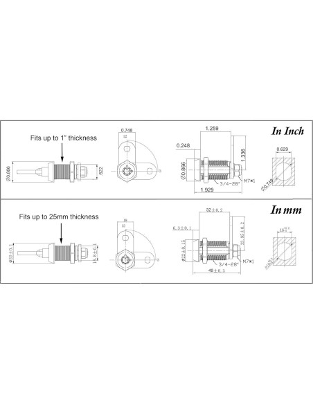 Cerradura Cam Tubular Admiral 32mm Cromo con 2 Llaves