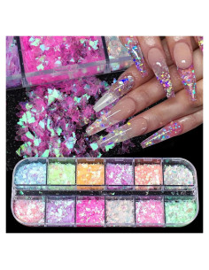 12 Rejillas Lentejuelas Arte de Uñas BMKKOT Multi Color