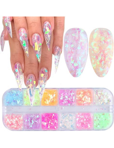 12 Rejillas Lentejuelas Arte de Uñas BMKKOT Multi Color 2