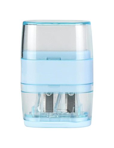 Sacapuntas Manual Waremew con Borrador Doble Agujero Azul