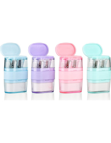 Sacapuntas Manual Waremew con Borrador Doble Agujero Azul