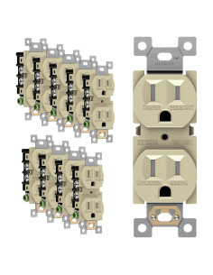 Enchufe Doble Enerlites Marfil 15A 125V Resistente a Manipulaciones (Paquete de 10)