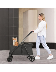 Carrito de Viaje para Perros AESRAOU Plegable 55 kg Negro 2