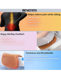 Cojín de Asiento de Gel Found Notice Grande Naranja Ergonómico 2