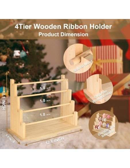 Estante Organizador de Cinta de Madera Homakover 4 Niveles