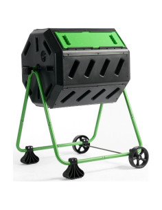 Compostador Móvil Doble Cámara HOTFROG 140L con Ruedas