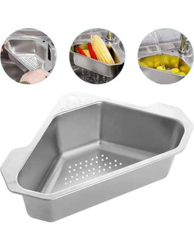 Cesta de Drenaje Triangular Acero Inoxidable DOITOOL 24.5x15cm