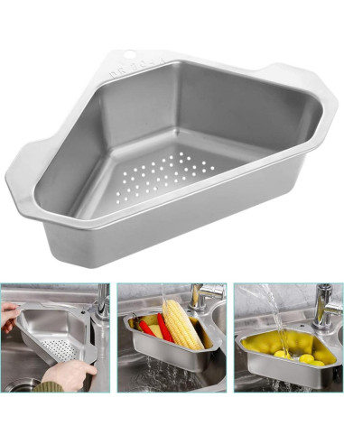 Cesta de Drenaje Triangular Acero Inoxidable DOITOOL 24.5x15cm