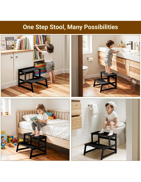 Taburete para Niños COSYLAND con Reposabrazos - Madera Negra