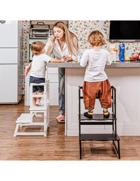 Taburete para Niños COSYLAND con Reposabrazos - Madera Negra