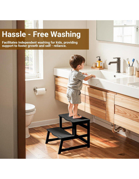 Taburete para Niños COSYLAND con Reposabrazos - Madera Negra