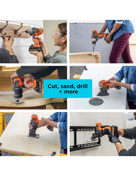 Kit de Herramientas Eléctricas Black+Decker 20V MAX con Accesorios