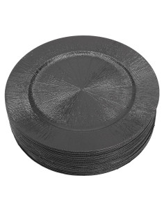 Juego de 50 Platos Cargadores Josbuynls 33 cm Reutilizables Negros