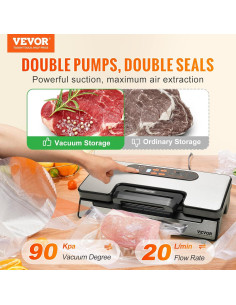Máquina Selladora al Vacío VEVOR 130W Doble Bomba 90Kpa 2