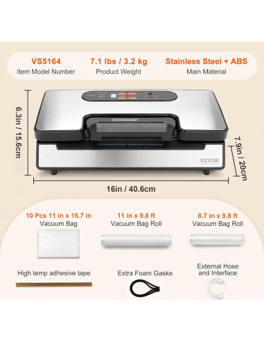 Máquina Selladora al Vacío VEVOR 130W Doble Bomba 90Kpa
