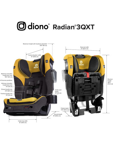 Asiento de Auto Convertible Diono Radian 3QXT Amarillo 4-en-1
