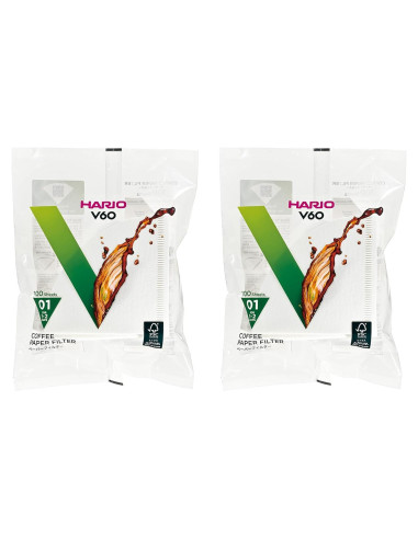 Filtro de Papel HARIO VCF-01-100W Blanco 200 Hojas 1-2 Tazas