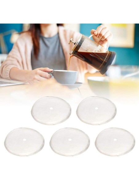 5 Filtros de Acero Inoxidable para Prensa Francesa 8.5 cm