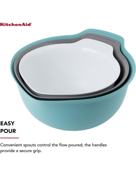 Juego de 3 Tazones de Mezcla KitchenAid Plástico 2.37L 3.31L 4.26L