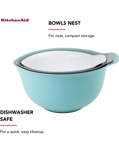 Juego de 3 Tazones de Mezcla KitchenAid Plástico 2.37L 3.31L 4.26L