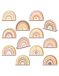 Centros de Mesa de Madera Arcoíris Geelin - 12 Pcs Boho