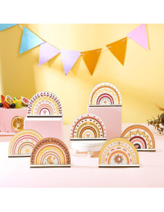 Centros de Mesa de Madera Arcoíris Geelin - 12 Pcs Boho 2