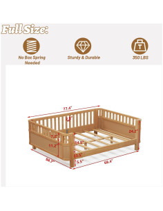 Cama Montessori Completa OYUMOENTS Natural con Barandillas 2