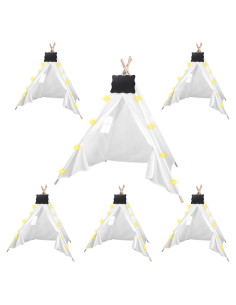 Juego de 6 Tiendas Teepee MBJZSL con Luces y Pizarras Blancas