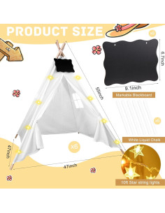 Juego de 6 Tiendas Teepee MBJZSL con Luces y Pizarras Blancas 2