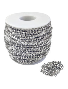 Cadena de Bolas de Acero Inoxidable 30m 2.4mm con 100 Conectores