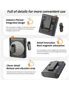 Amplificador de Voz Inalámbrico Bluetooth con 2 Micrófonos - Negro 2
